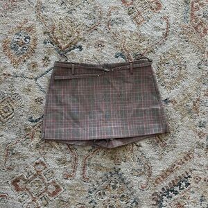 Zara Checkered Skirt with Red Accents